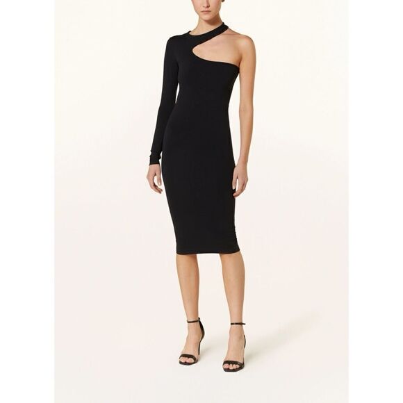 NWT HELMUT LANG Seamless Jersey Nylon Core Cutout Midi Dress in Black, Size XS/S - Picture 9 of 16